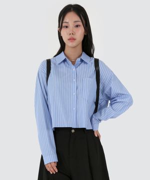 여자 스트라이프 포켓크롭셔츠 3COLOR