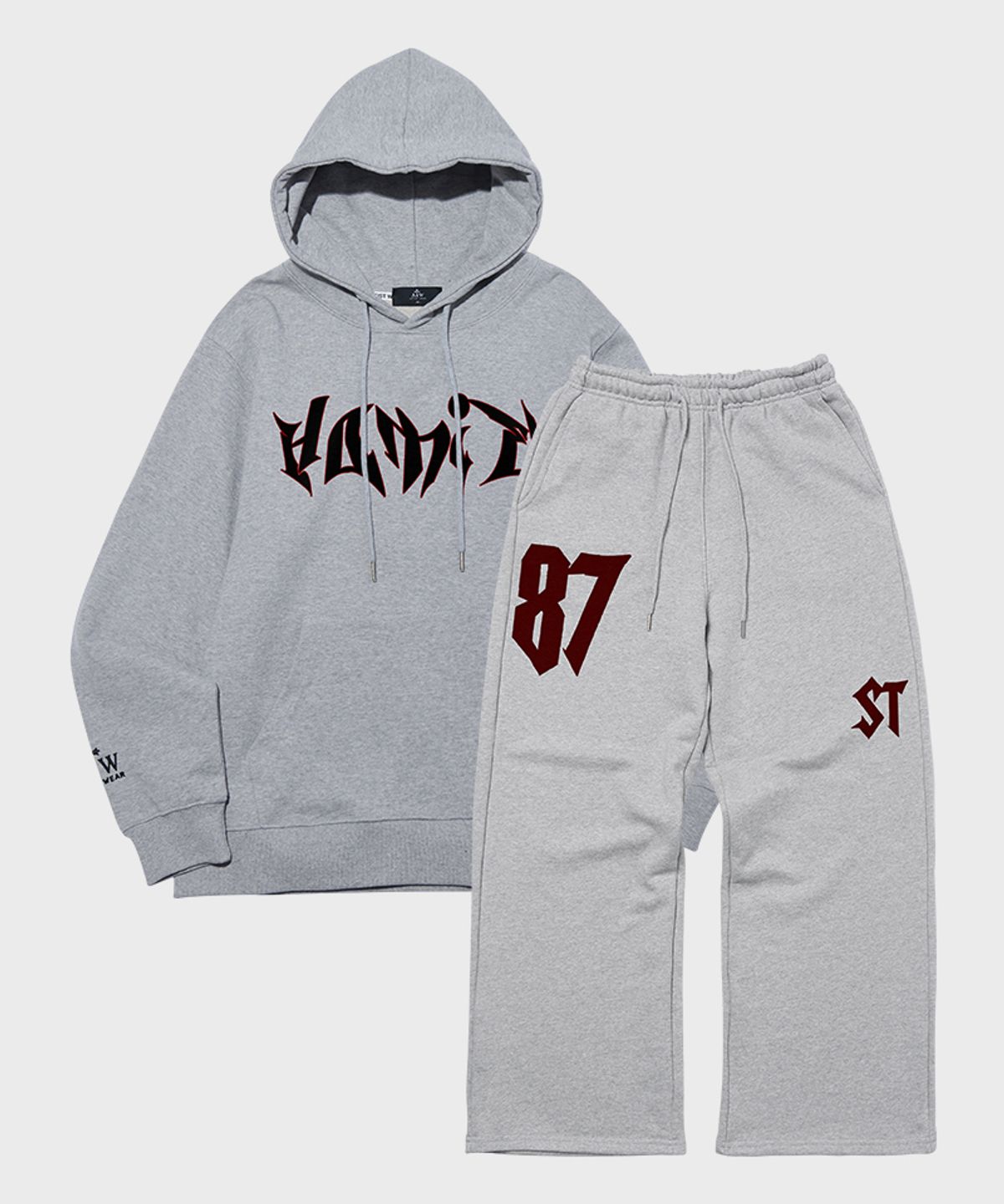 아티스트웨어(ARTISTWEAR) [세트상품] ATW 호미 후드티 + 87st 와이드밴딩 팬츠_GY