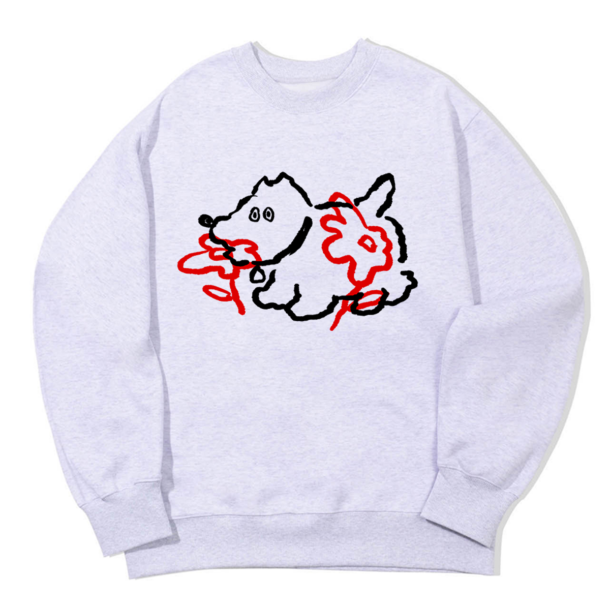 어썸어스(AWESOMEUS) RED FLOWER AND LINE DOG SWEAT SHIRTS_3 COLOR