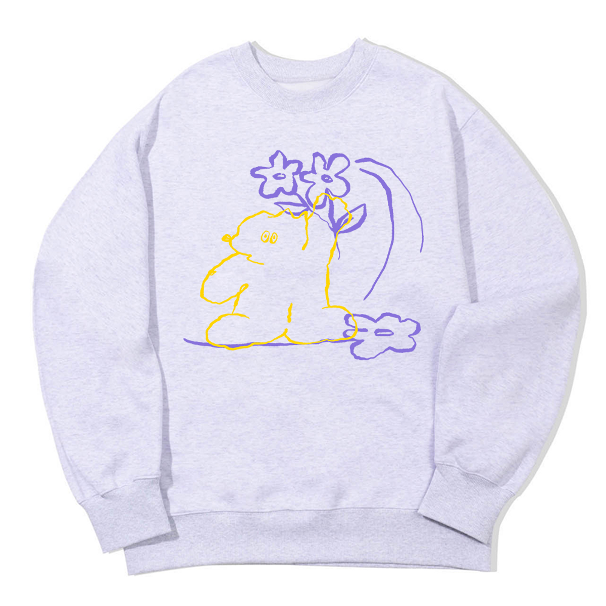 어썸어스(AWESOMEUS) YELLOW DOG AND FLOWERS SWEAT SHIRTS_3 COLOR