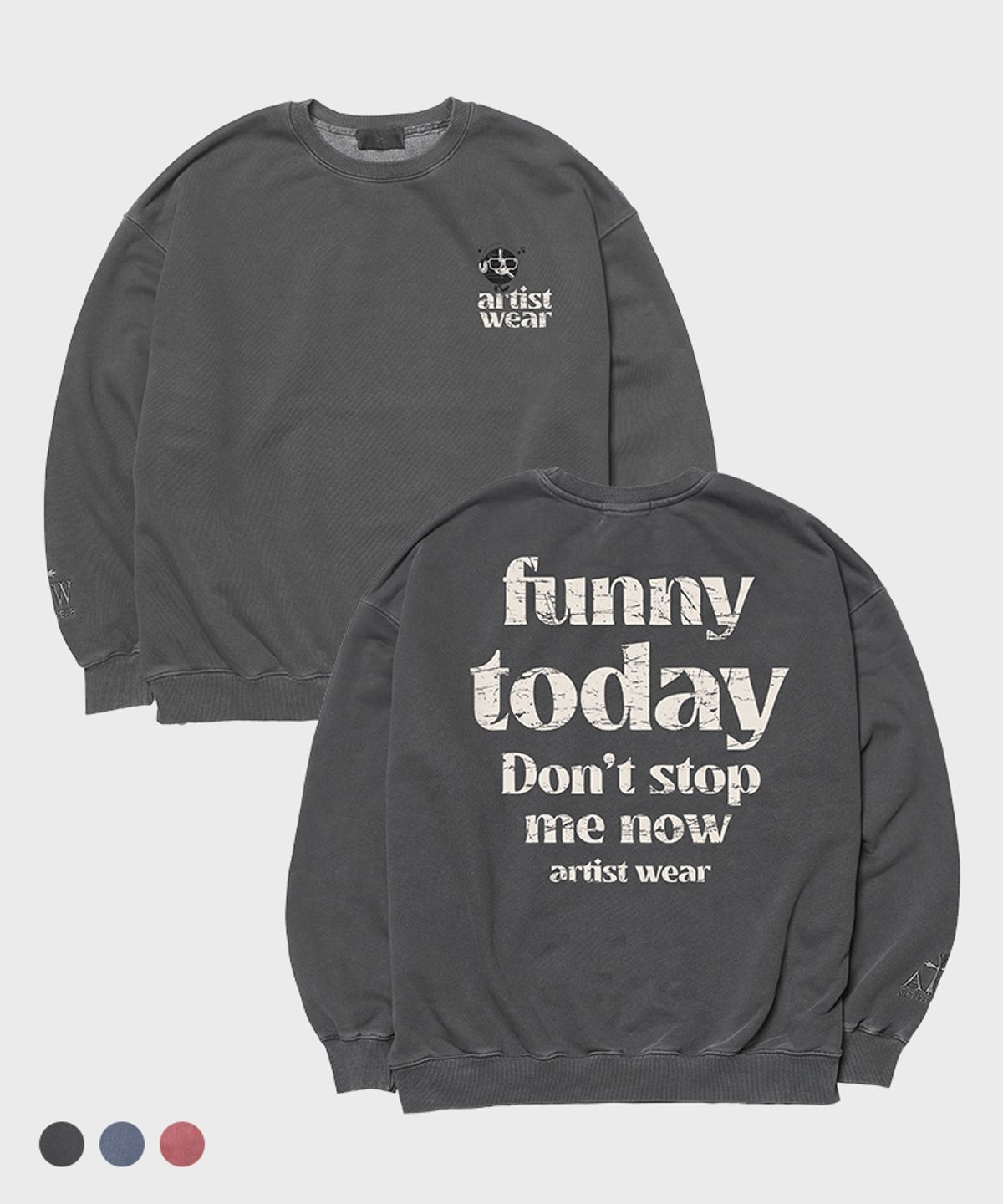 아티스트웨어(ARTISTWEAR) [ATW] 퍼니투데이 피그먼트 맨투맨_GB