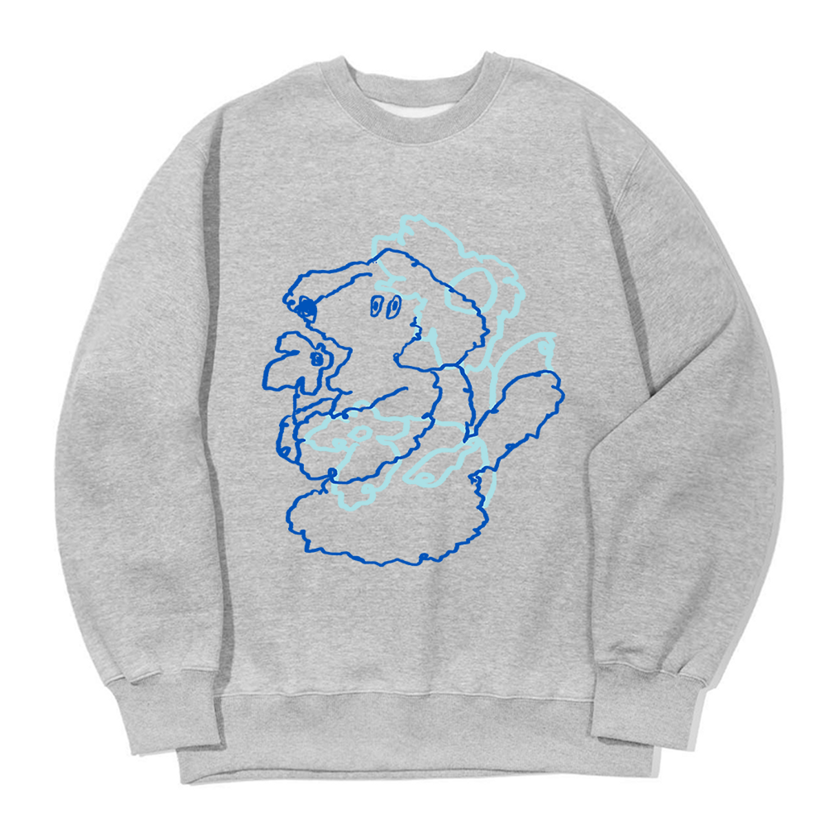 어썸어스(AWESOMEUS) BLUE DOG AND SKY BLUE FLOWER SWEAT SHIRTS_3 COLOR