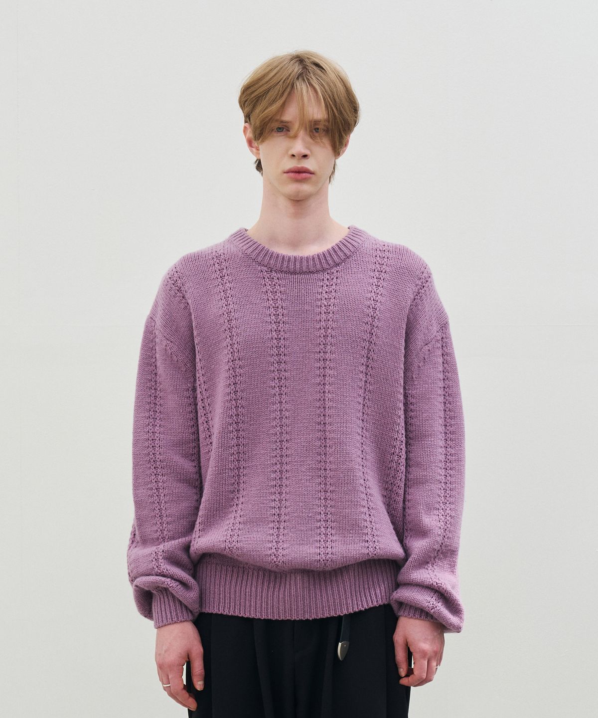 노운(NOUN) wool blended crewneck knit (lavender)