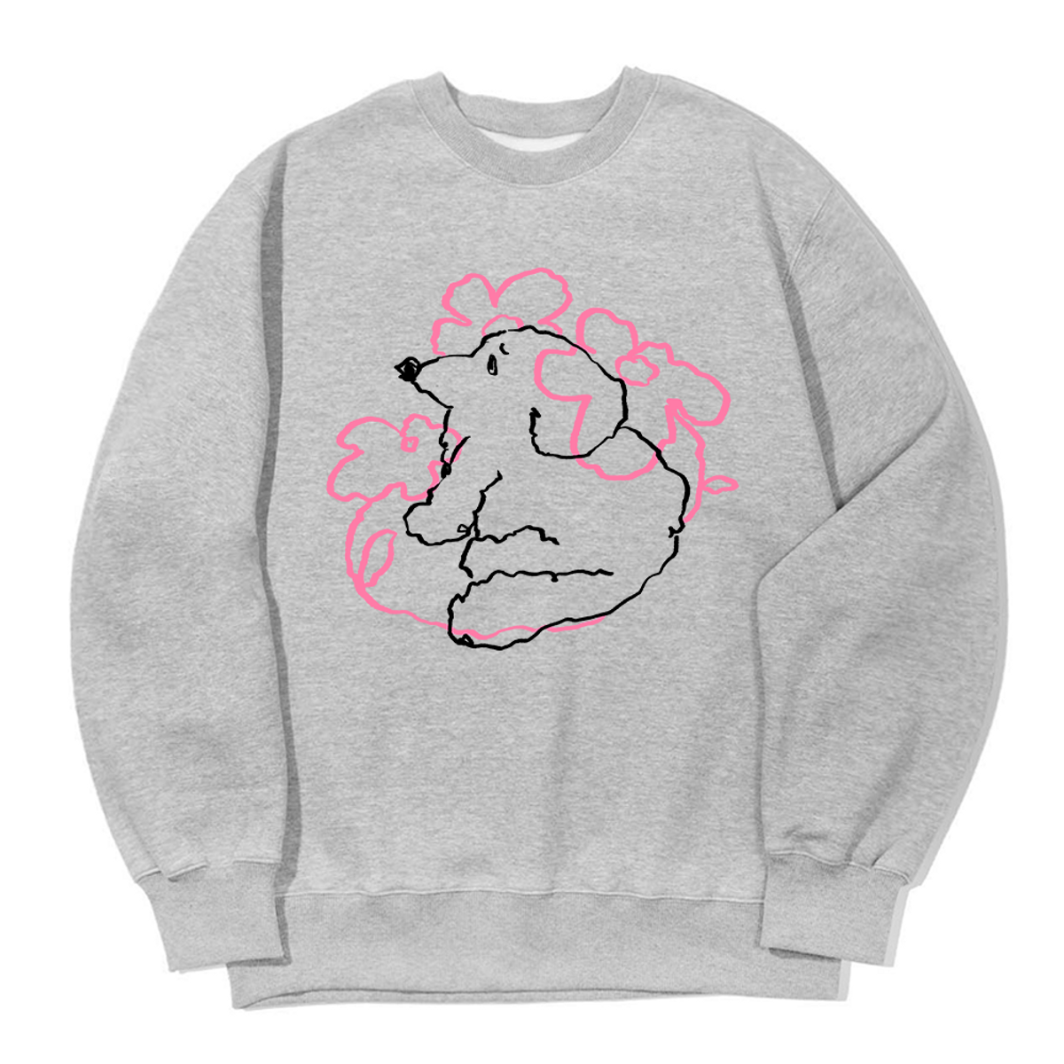 어썸어스(AWESOMEUS) FLUFFY PUPPY AND FLOWER SWEAT SHIRTS_3 COLOR