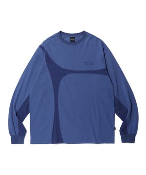 WORMHOLE INCISION LONG SLEEVE T-SHIRT BLUE