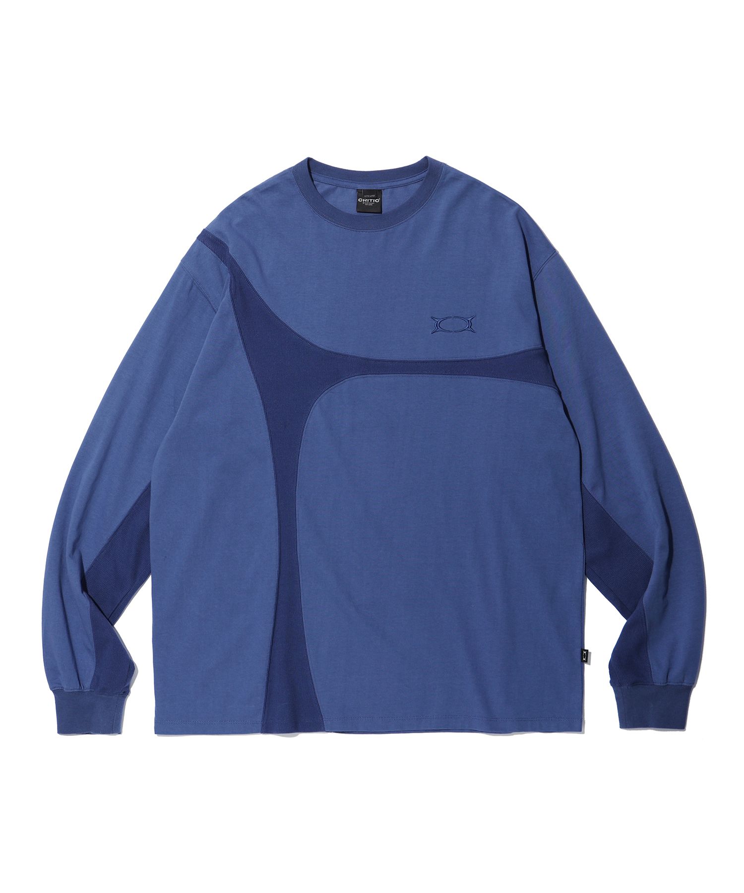 MUSINSA公式 | CRITIC WORMHOLE INCISION LONG SLEEVE T-SHIRT BLUE