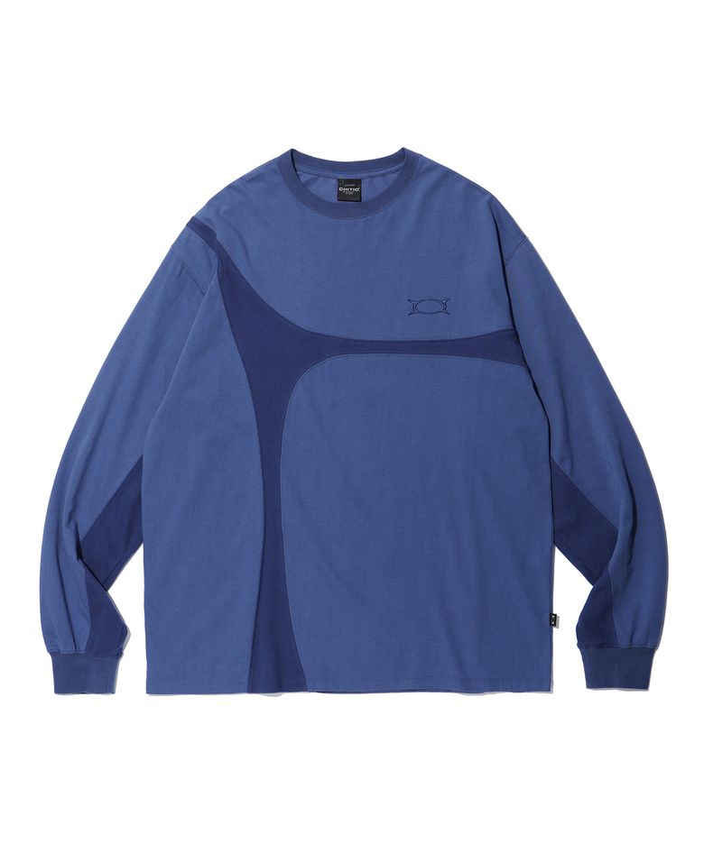 WORMHOLE INCISION LONG SLEEVE T-SHIRT BLUE