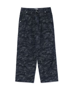 CAMO WASHING 4 TUCK SET UP DENIM PANTS BLACK