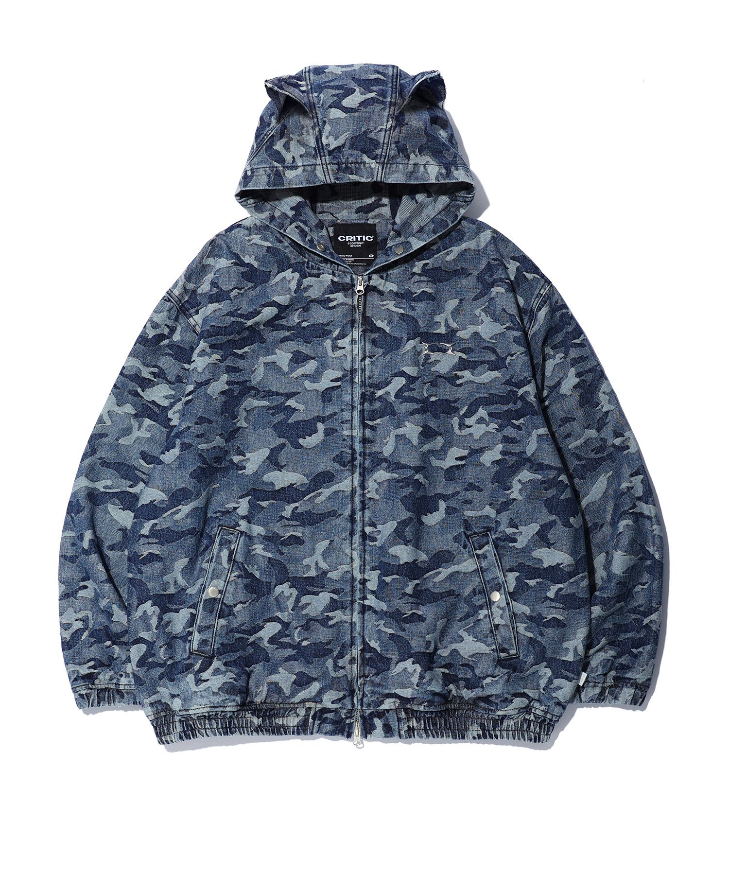 MUSINSA | CRITIC DEVIL EARS CAMO WASHING SET UP DENIM HOODY