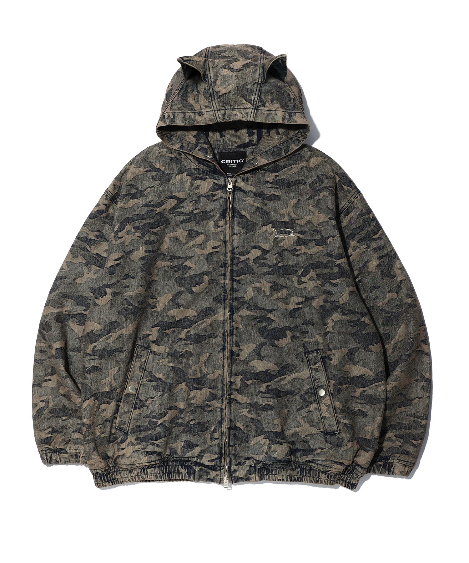 CRITICのDEVIL EARS CAMO WASHING SET UP DENIM HOODY ZIP UP MUSINSA公式 | CRITIC DEVIL EARS CAMO WASHING SET UP DENIM