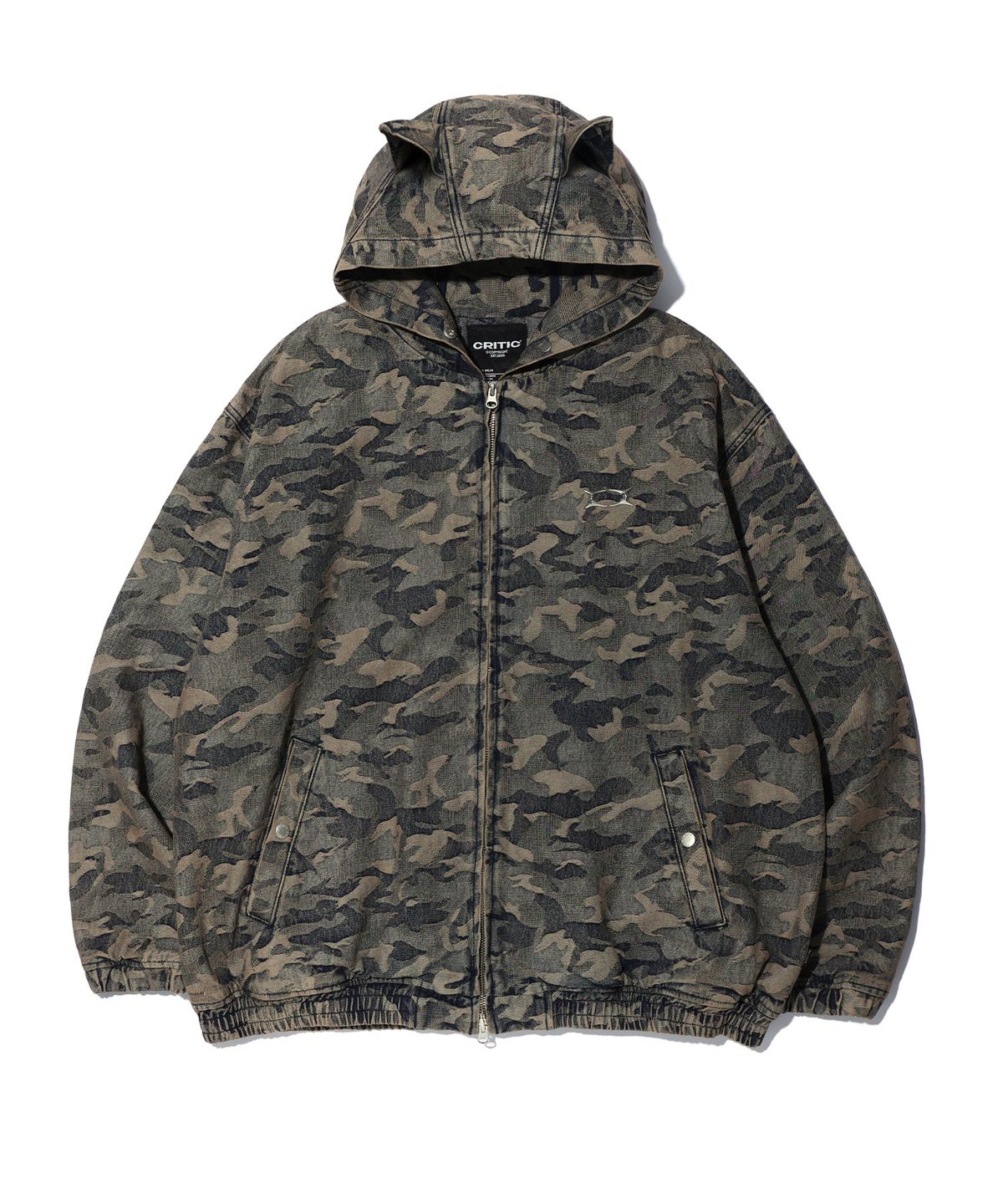 크리틱(CRITIC) DEVIL EARS CAMO WASHING SET UP DENIM HOODY ZIP UP BEIGE
