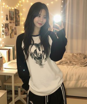 하트 스프레이 래글런 롱 슬리브 3color