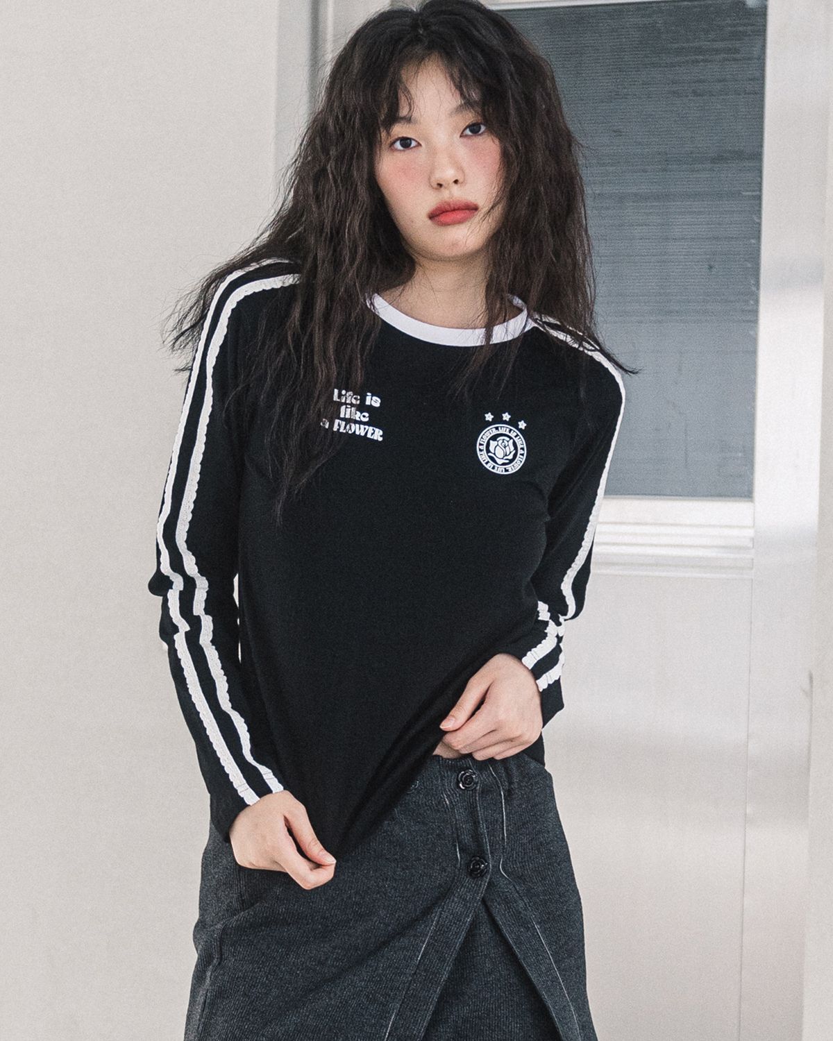 해비즘(HAVISM) W LLF UNIFORM L/S TEE(BLACK)