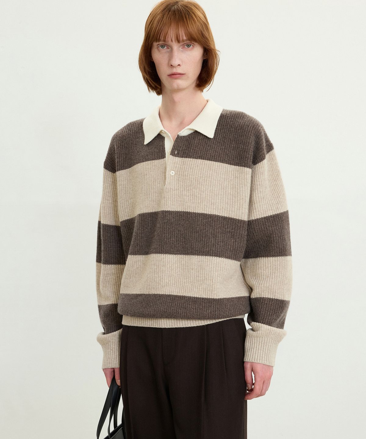 티엔지티(TNGT) Oversized Rugby Polo Knit Top (Brown) TNSW5F116W2