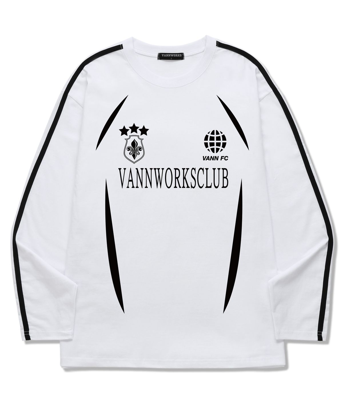 밴웍스(VANNWORKS) 블록코어 유니크 소매 테잎 롱슬리브 (VLS0064) 화이트