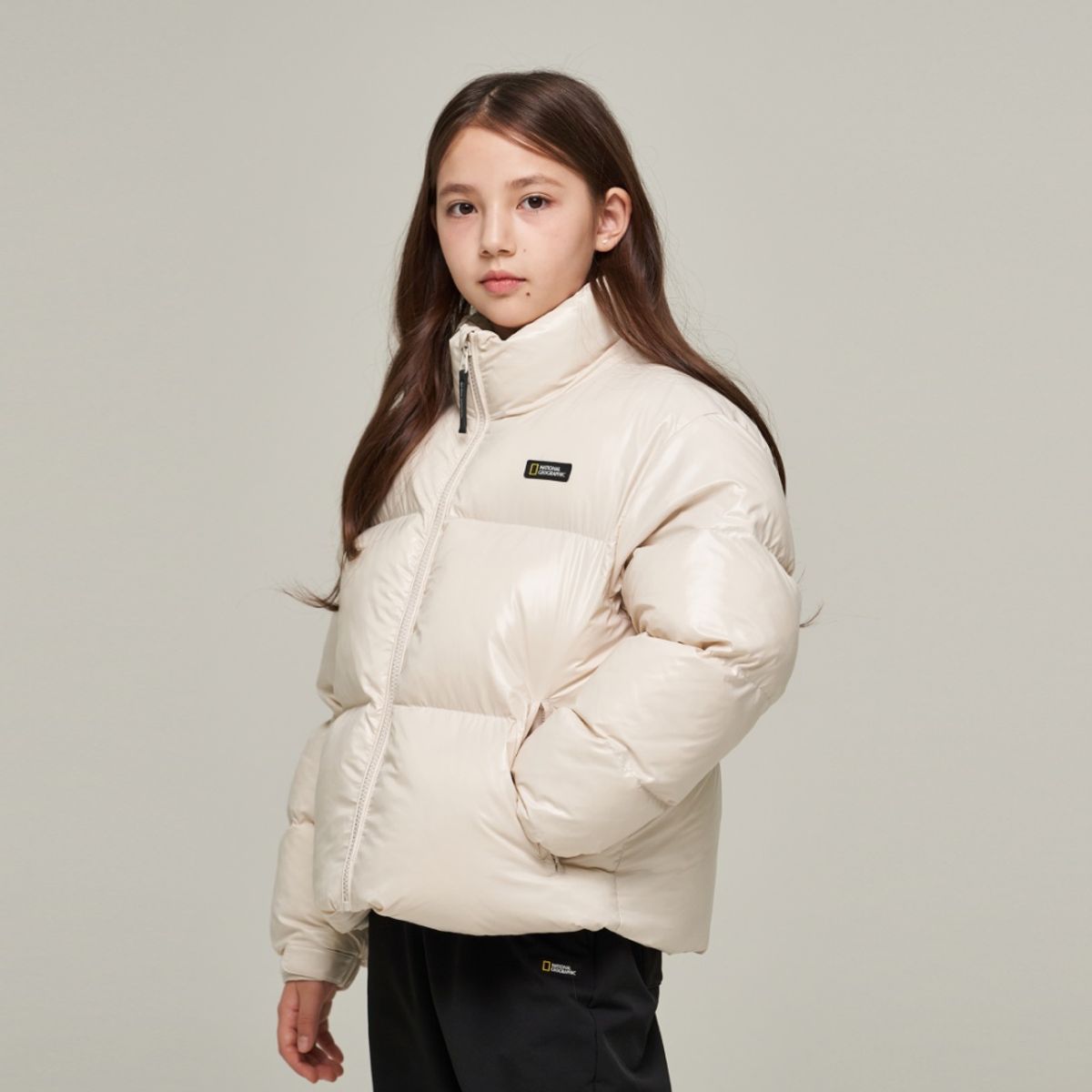 내셔널지오그래픽 키즈(NATIONAL GEOGRAPHIC KIDS) K244UPD910 글로시 패딩 점퍼 CREAM