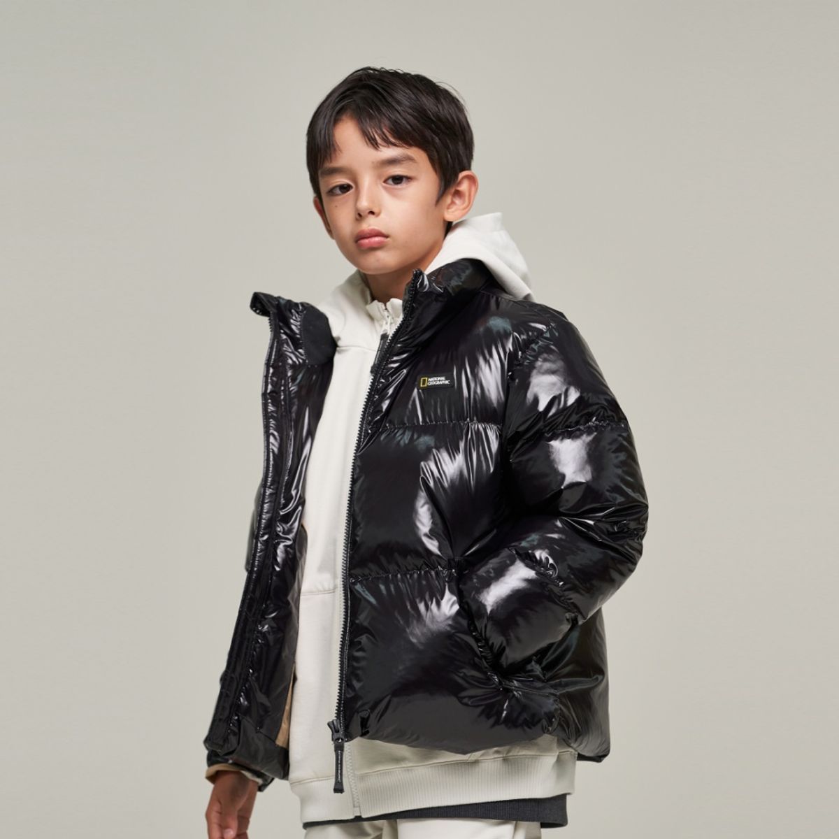 내셔널지오그래픽 키즈(NATIONAL GEOGRAPHIC KIDS) K244UPD910 글로시 패딩 점퍼 CARBONBLACK