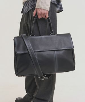 레더 빅 크로스 토트 백 - 블랙