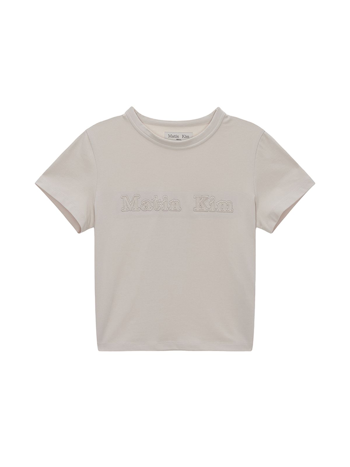 마뗑킴(MATIN KIM) MATIN REVERSE PATCH LOGO CROP TOP IN BEIGE