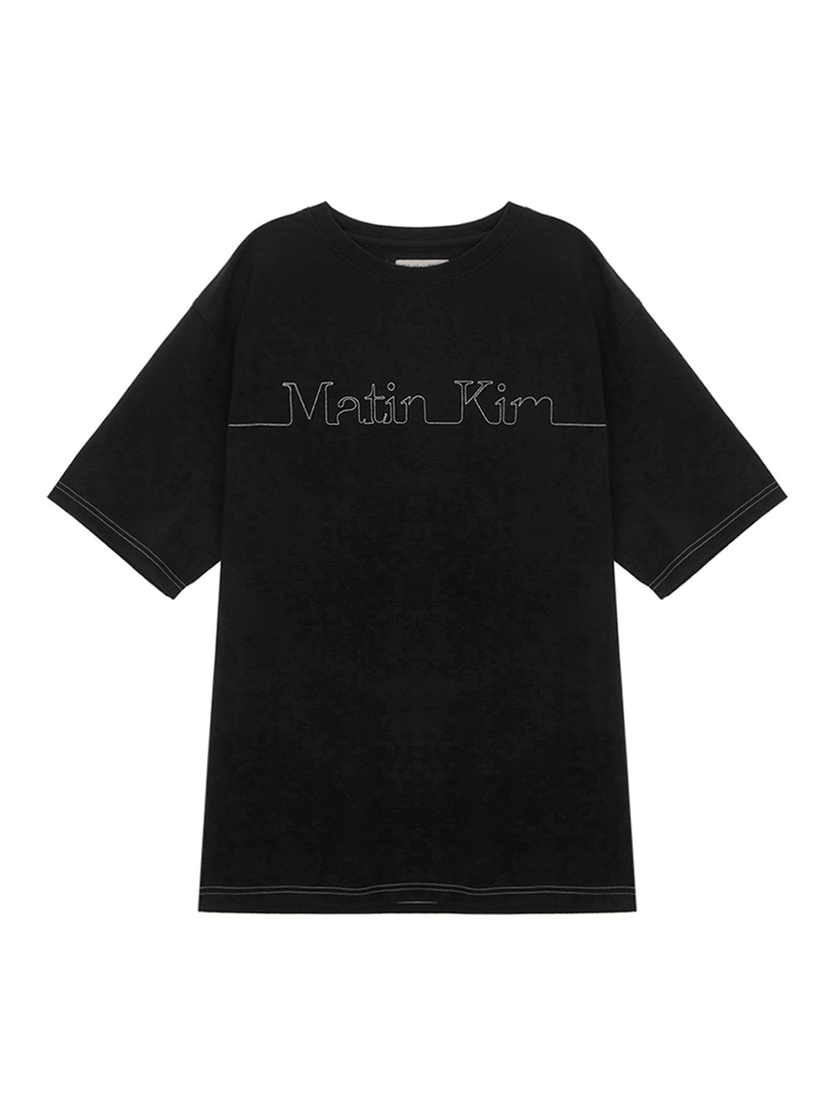 마뗑킴(MATIN KIM) MATIN EDGE STITCH LOGO TOP IN BLACK - 사이즈 