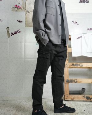 가먼트 다이 카고 조거 팬츠 (블랙)