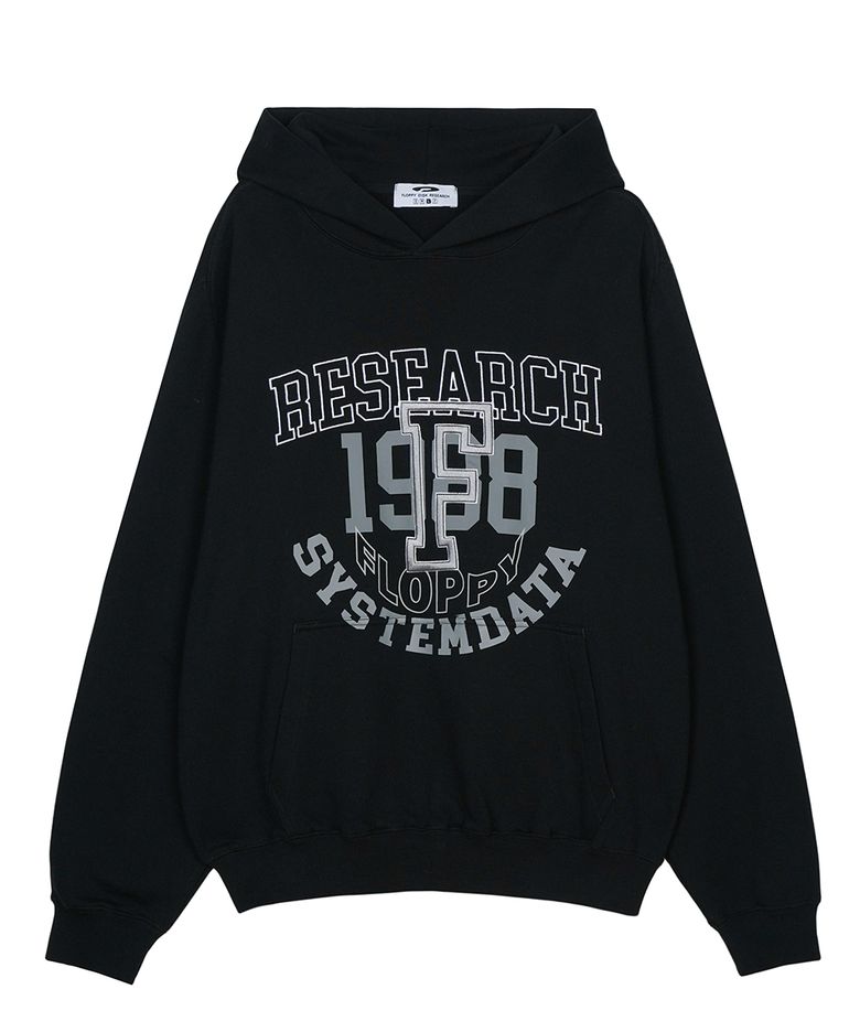 Volume Layered F Lettering Hoodie Black