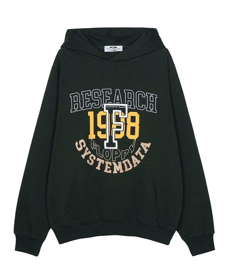 Volume Layered F Lettering Hoodie Forest Green