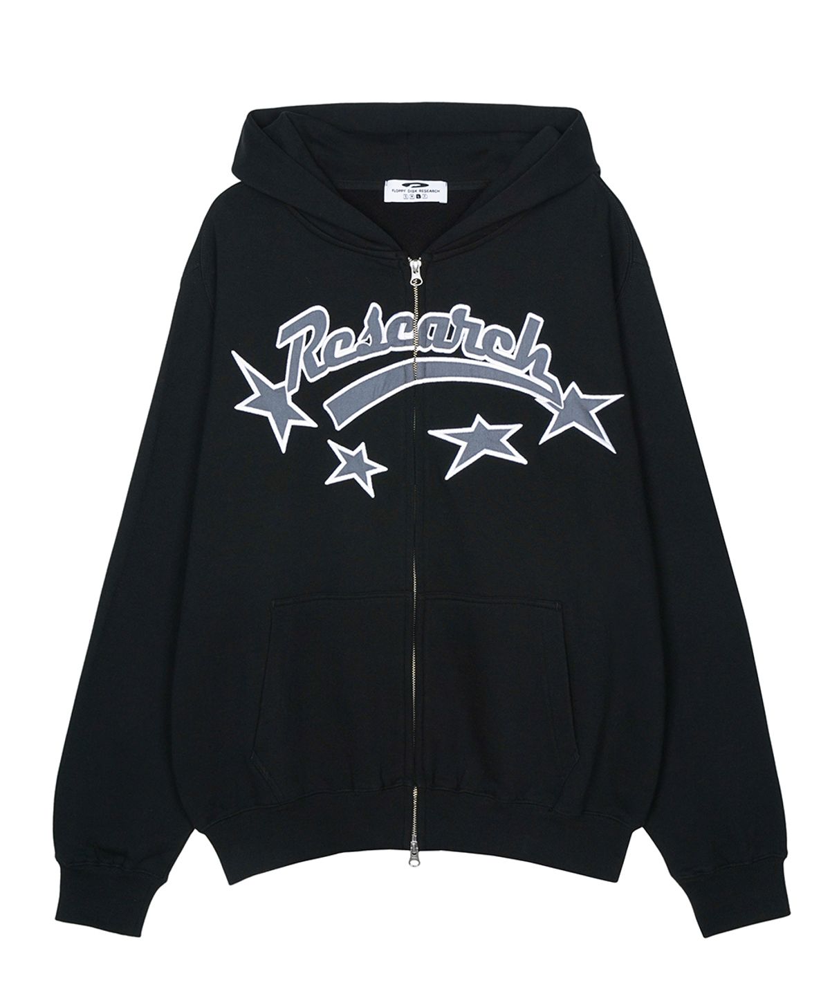 에프디알(FDR) Star Logo Applique Hood Zip-Up Black