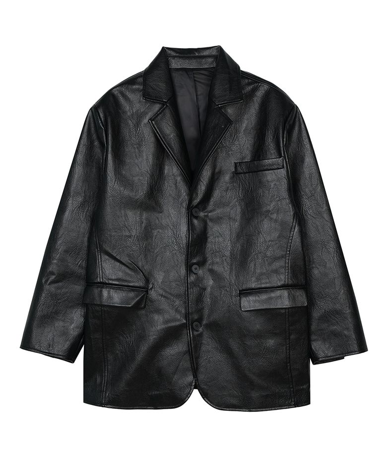 Skater Tailored Leather Jacket Black