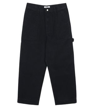 Washed Canvas Pocket Carpenter Pants Black