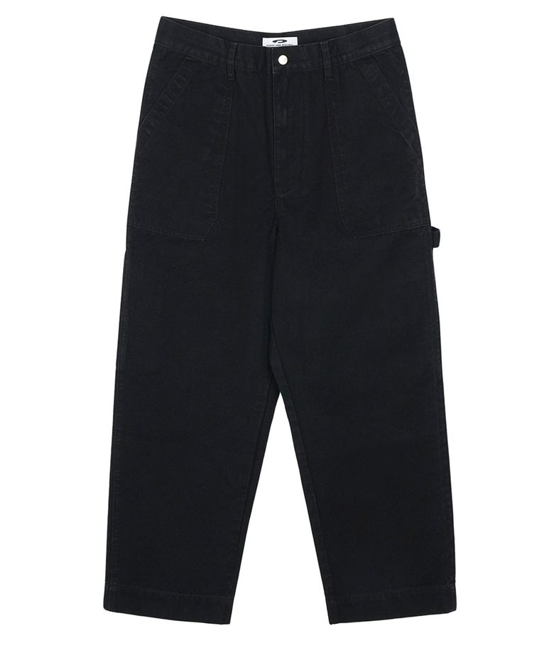 Washed Canvas Pocket Carpenter Pants Black