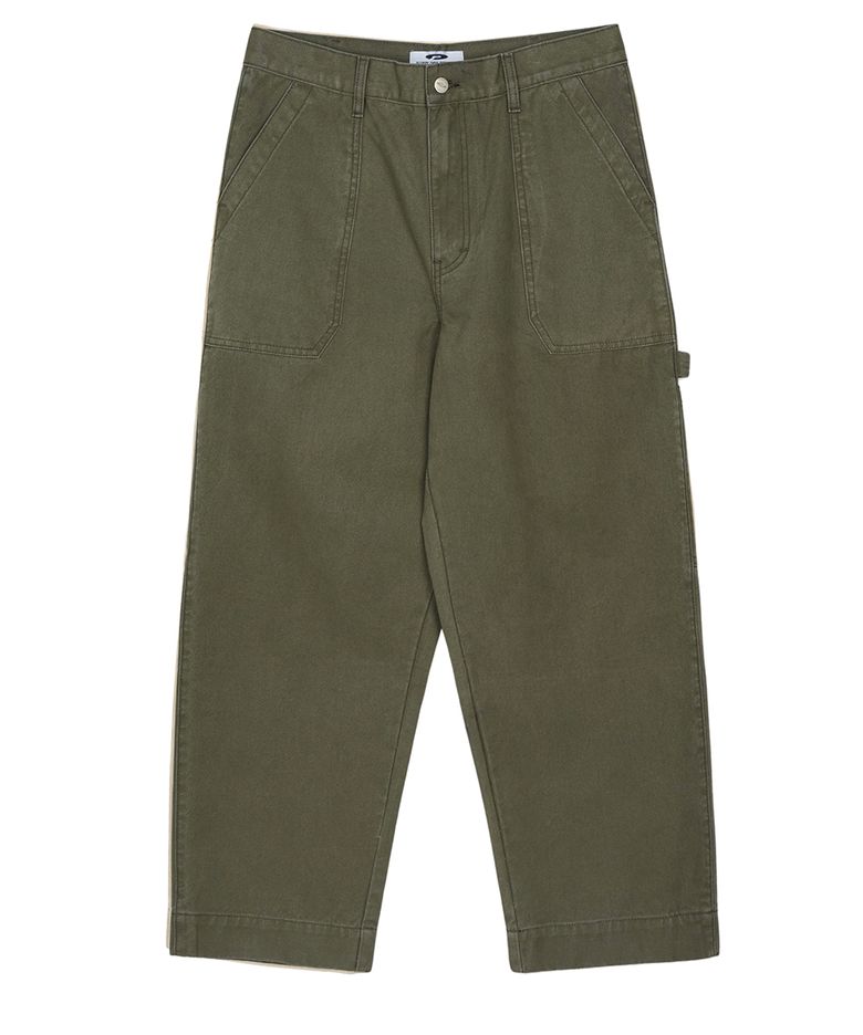 Washed Canvas Pocket Carpenter Pants Khaki