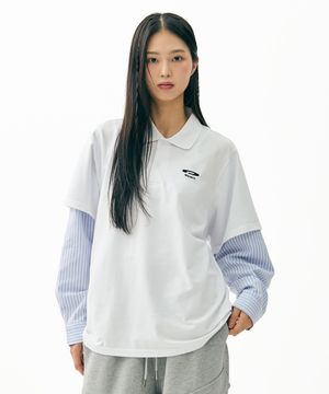 Double Layer Long sleeve PK Tee White