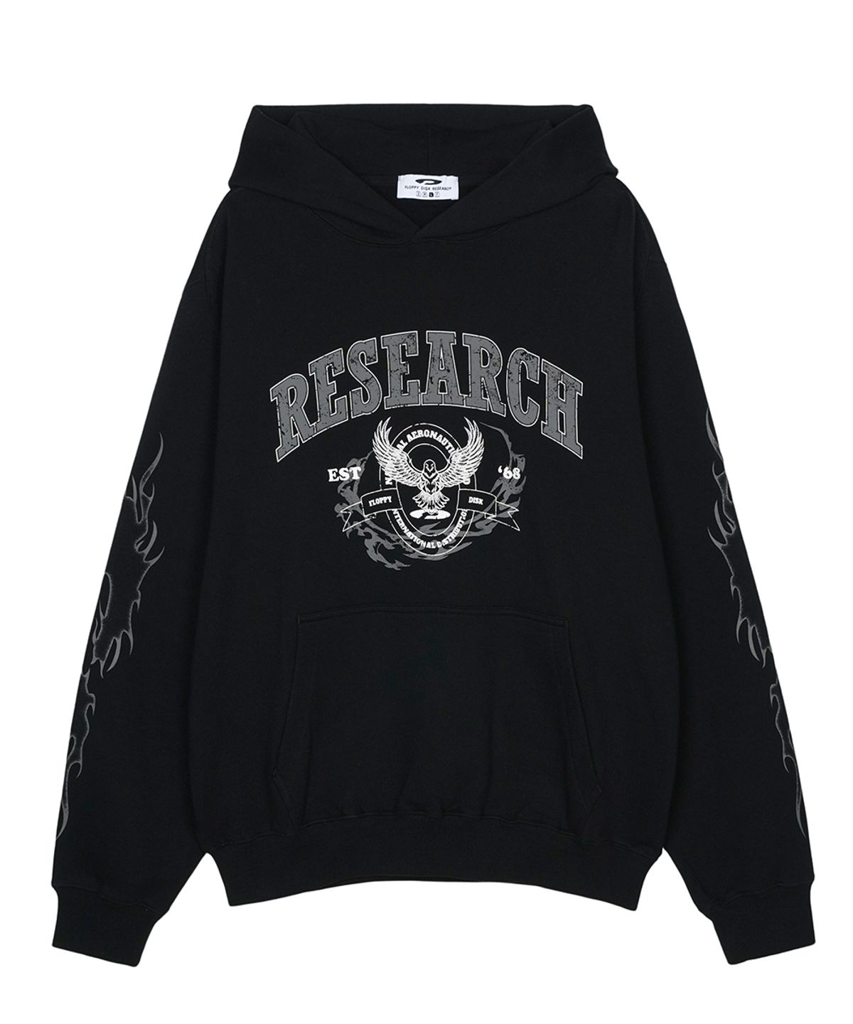 에프디알(FDR) Crack Eagle Research Logo Hoodie Black