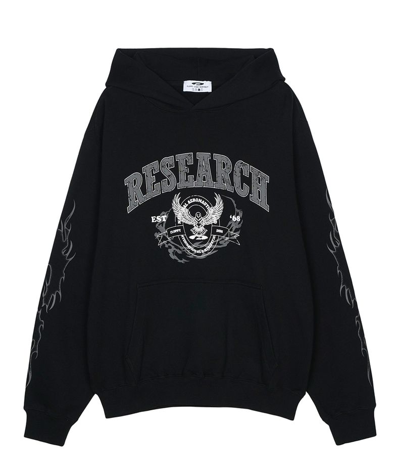 Crack Eagle Research Logo Hoodie Black