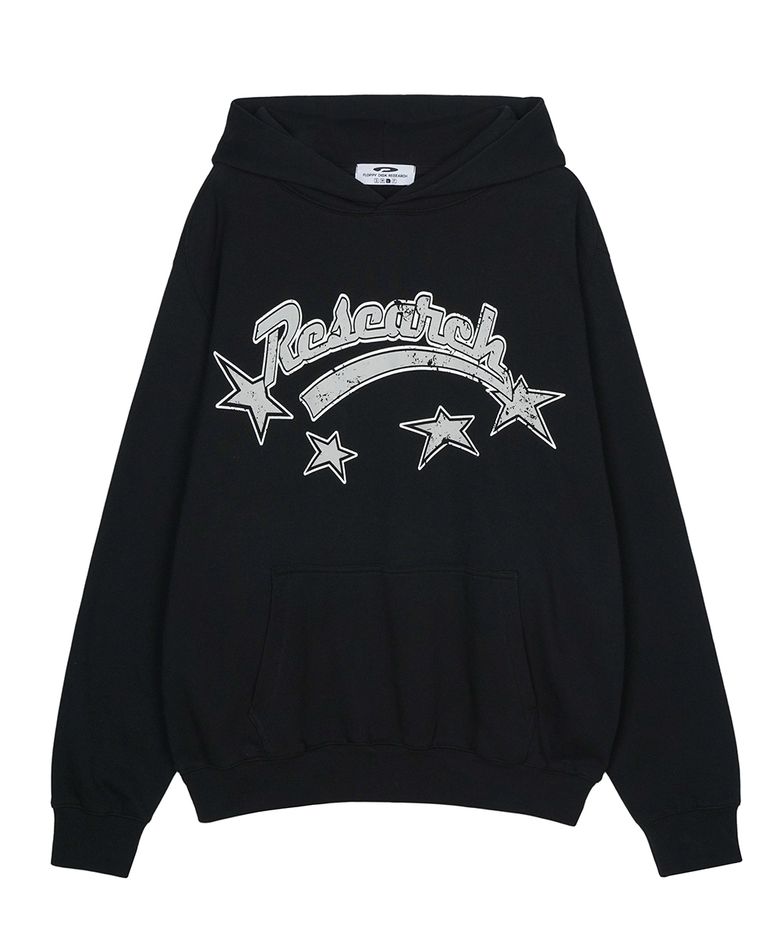 Star Logo Crack Hoodie Black