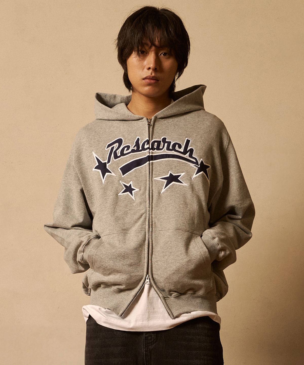 에프디알(FDR) Star Logo Crack Hoodie M.Gray