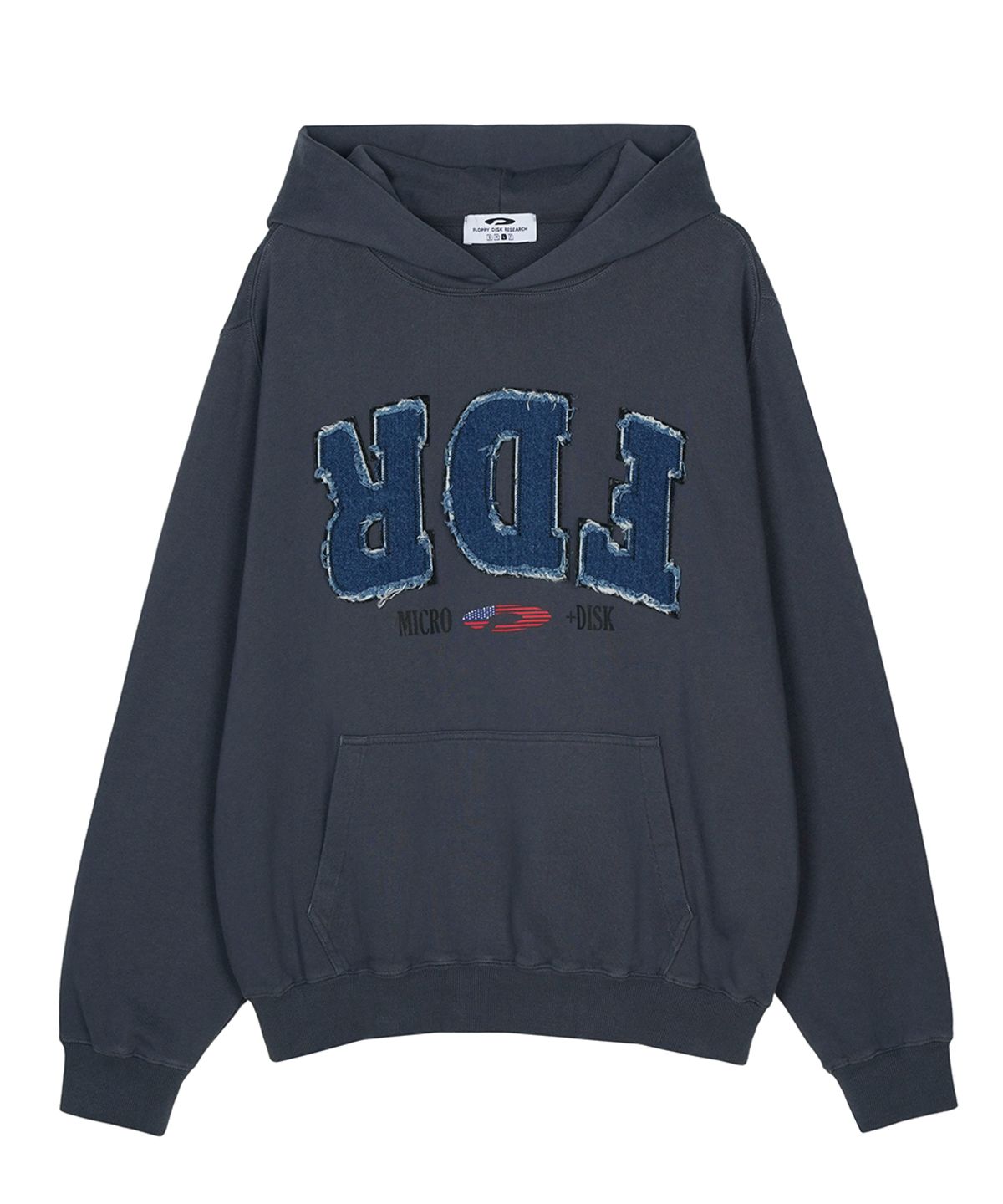 에프디알(FDR) Washing Applique USA Micro Disk Hoodie Slate Gray