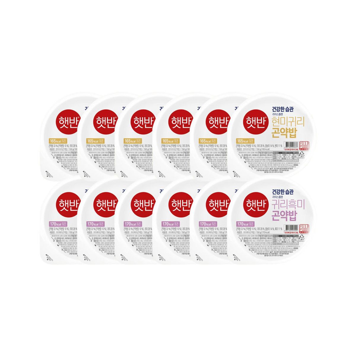 CJ제일제당(CJCHEILJEDANG) 햇반 곤약밥 150g 현미귀리 x6개+귀리흑미 x6개
