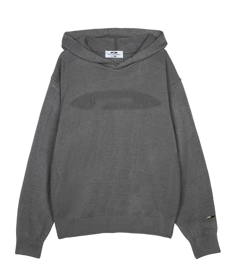 Varigated Logo Plain Hood Knit Charcoal