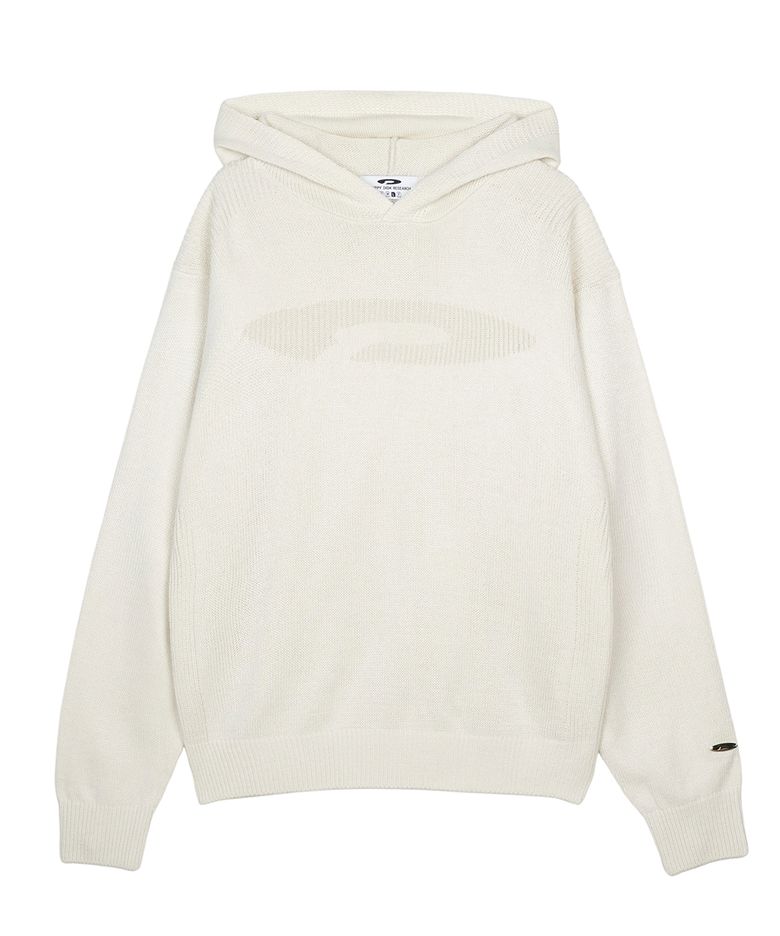 Varigated Logo Plain Hood Knit Cream