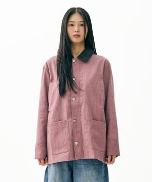 Work Safari Chore Long Jacket Pink