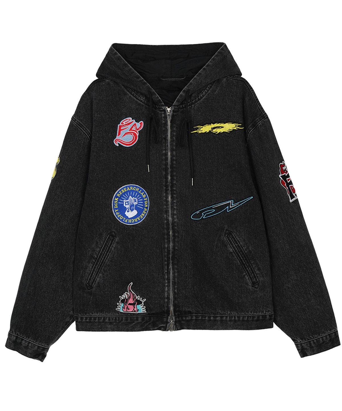 에프디알(FDR) Wappen Twill Work Denim Hood Jacket Black
