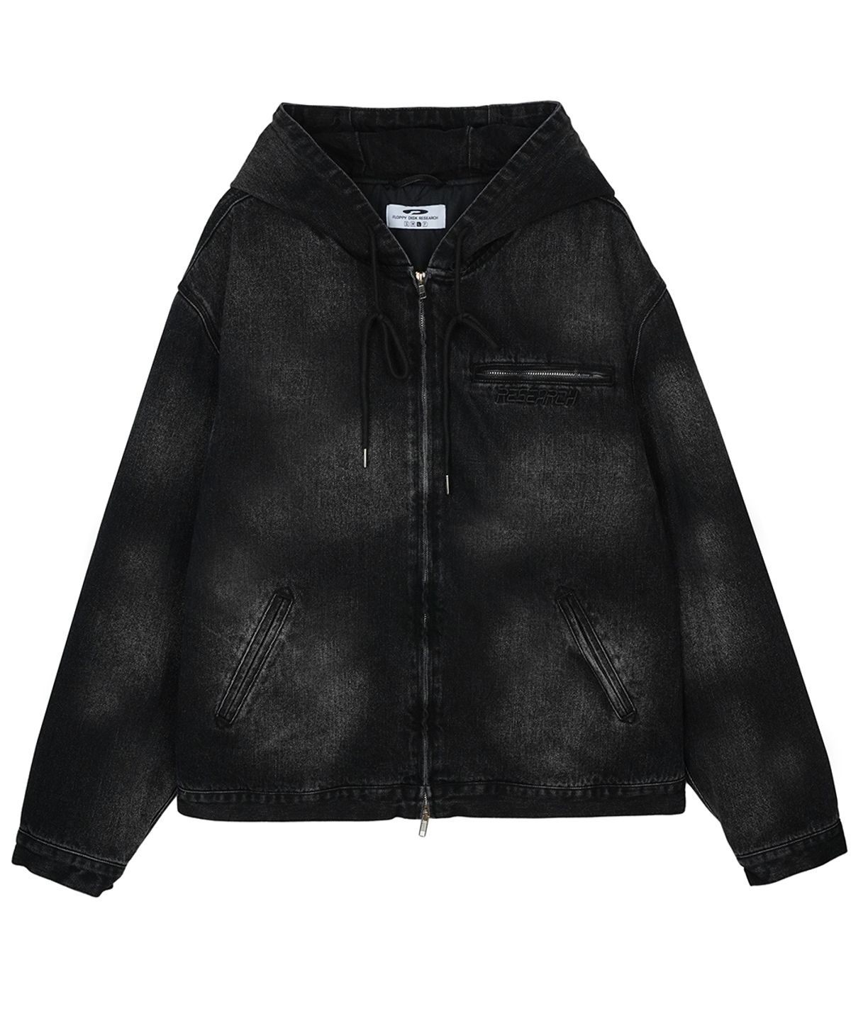 에프디알(FDR) Heavy Denim Work Hood Quilting Jacket Black
