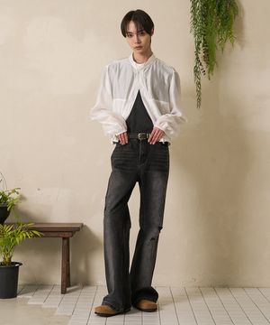 Mans Vintage Flare Fit Denim Jeans Black