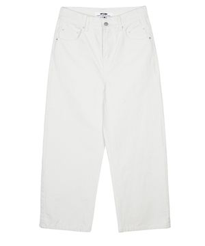 Straight Fit Canvas Cotton Jeans Cream