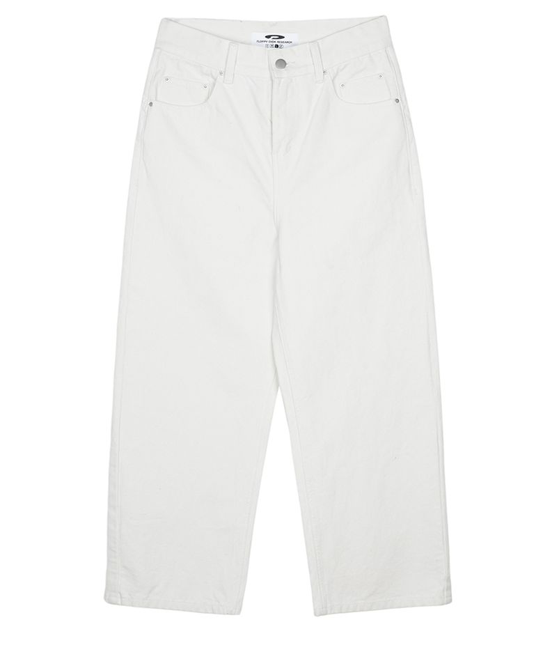 Straight Fit Canvas Cotton Jeans Cream