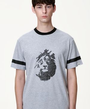 라이온 프린트 티셔츠 (그레이)