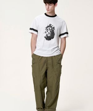 테이퍼드 핏 카고 팬츠 (카키)