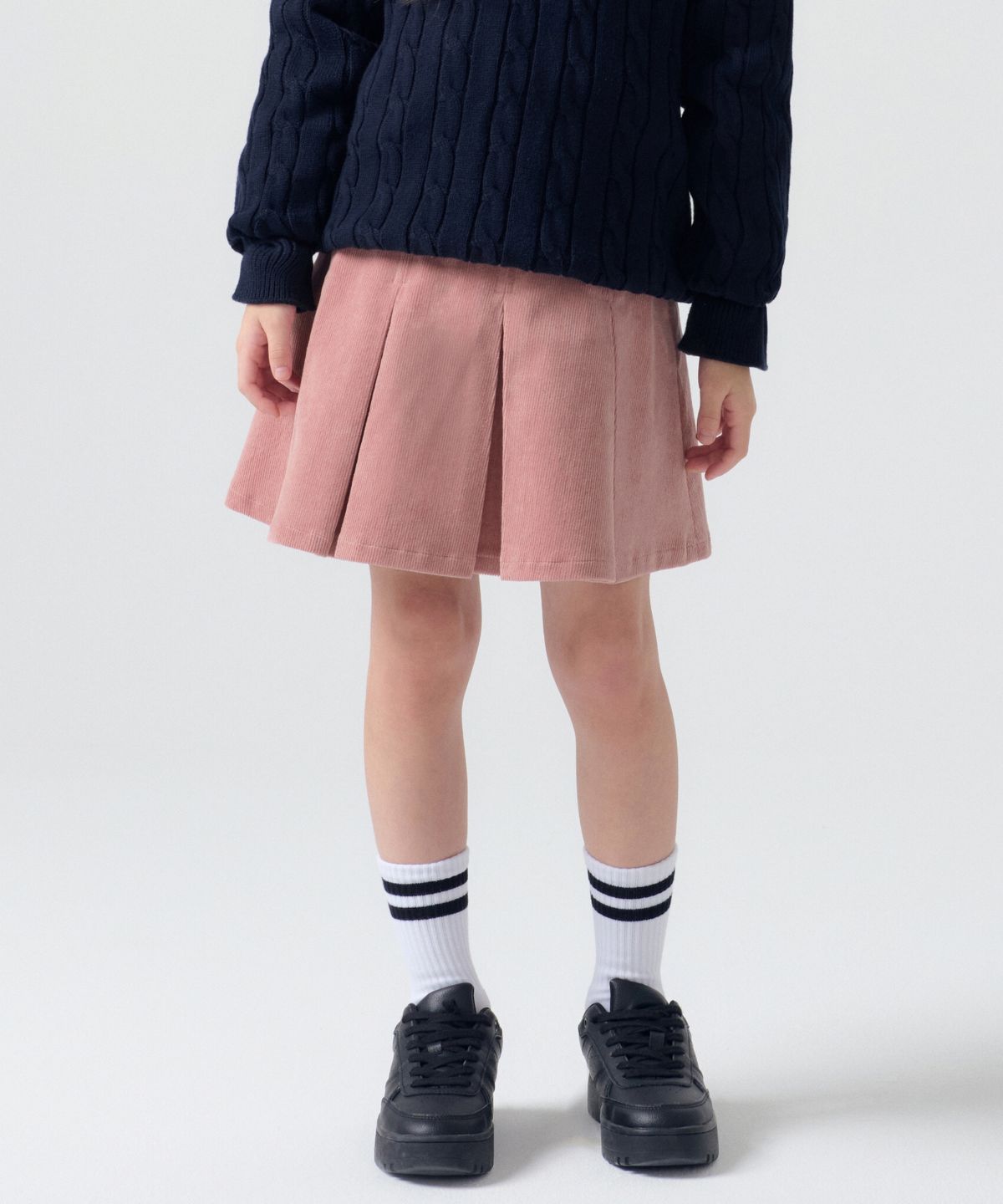 무신사 스탠다드 키즈(MUSINSA STANDARD KIDS) 코듀로이 밴딩 플리츠 스커트 [핑크]